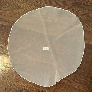 Vintage off white/cream round polyester handkerchief or pocket square‎